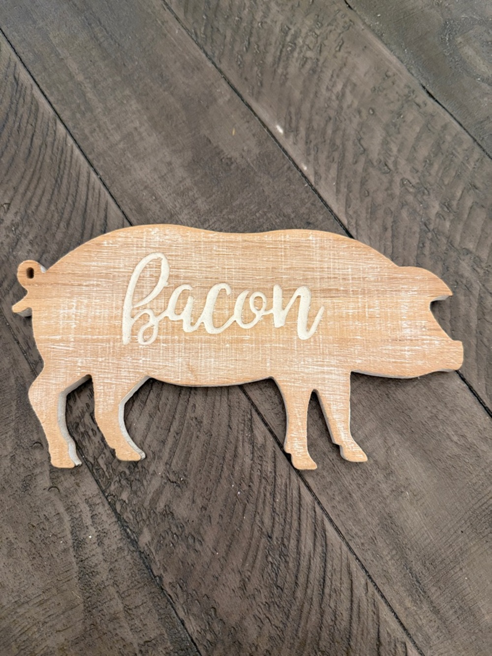 Rustic Tan Pig 'Bacon' Wall Sign - Farmhouse Accent